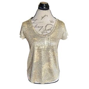 Mossimo Womens Blouse Size XS Metallic Elegant Gold Holiday Christmas New Years